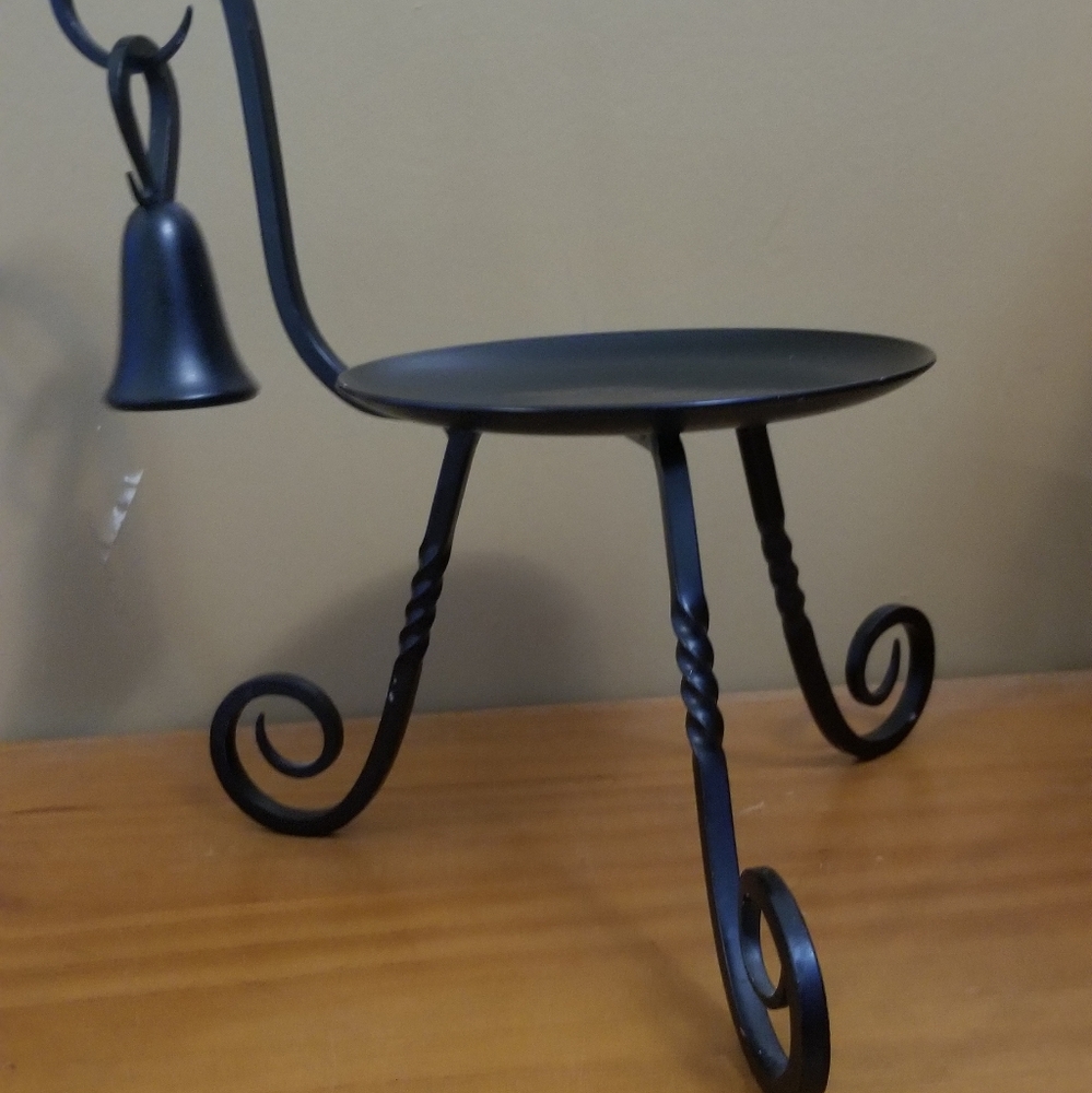 Partylite Barrington Black Wrought Iron Candle Holder and Snuffer Set